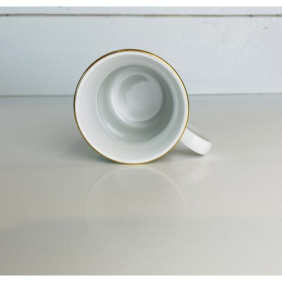 Four Seasons Russ Berrie Mug White Gray Cat In Garden Ceramic Coffee Tea Cup 10k - Picture 3 of 4